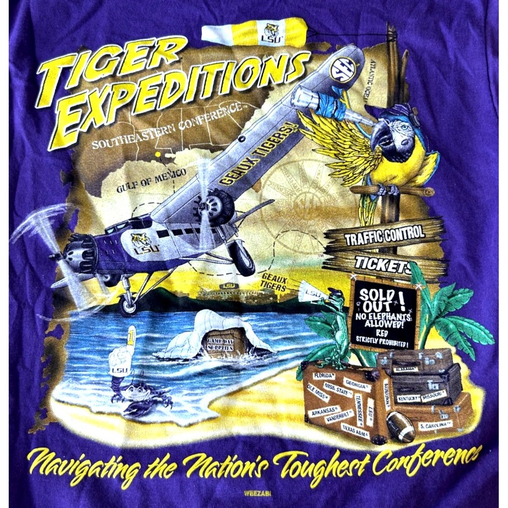 NWT All Conference LSU Tigers Tiger Expeditions Graphic Tshirt SEC Unisex Ad 2XL